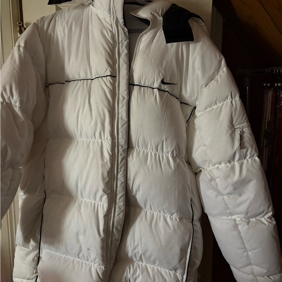 Vintage 90s Nike Swoosh Puffer Coat With Removable Hood | XXL | Unisex - Picture 2 of 11